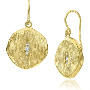 Women's Gold Drop Statement Aesthetic  Earrings With 0.16 TCW Cubic Zirconia